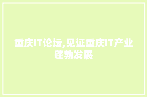 重庆IT论坛,见证重庆IT产业蓬勃发展