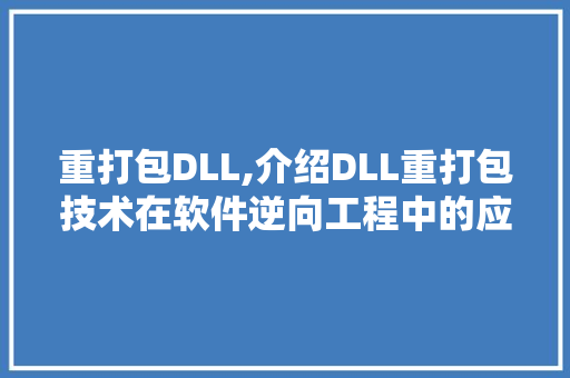 重打包DLL,介绍DLL重打包技术在软件逆向工程中的应用 必应SEO