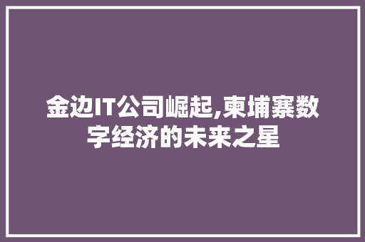 金边IT公司崛起,柬埔寨数字经济的未来之星