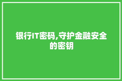 银行IT密码,守护金融安全的密钥