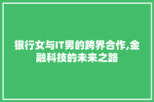 银行女与IT男的跨界合作,金融科技的未来之路