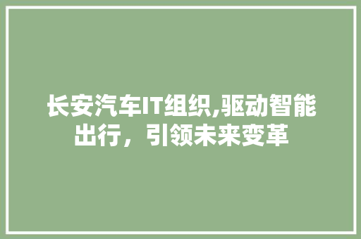 长安汽车IT组织,驱动智能出行，引领未来变革