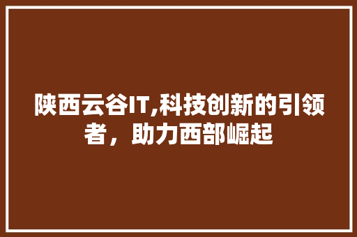 陕西云谷IT,科技创新的引领者，助力西部崛起