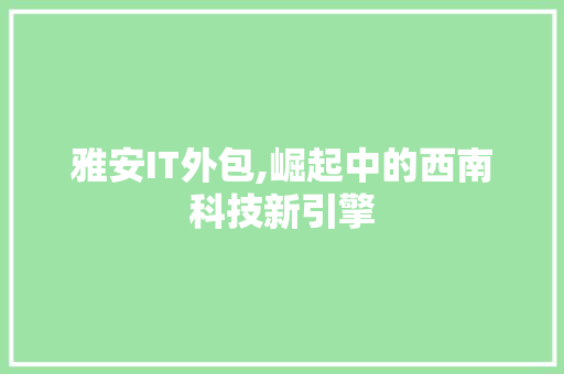 雅安IT外包,崛起中的西南科技新引擎