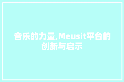 音乐的力量,Meusit平台的创新与启示