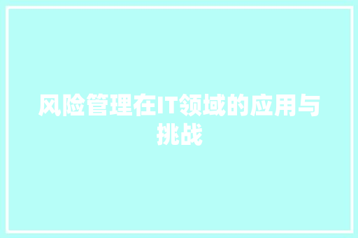 风险管理在IT领域的应用与挑战