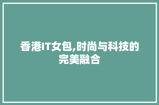 香港IT女包,时尚与科技的完美融合