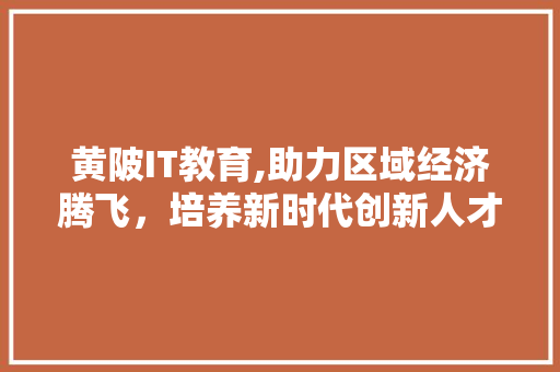 黄陂IT教育,助力区域经济腾飞，培养新时代创新人才