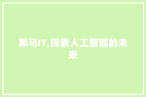 黑马IT,探索人工智能的未来