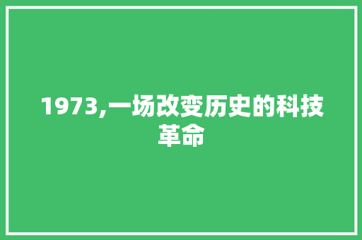 1973,一场改变历史的科技革命