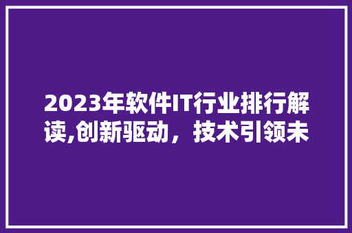 2023年软件IT行业排行解读,创新驱动，技术引领未来