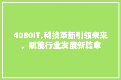 4080IT,科技革新引领未来，赋能行业发展新篇章