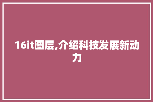 16it图层,介绍科技发展新动力 神马SEO