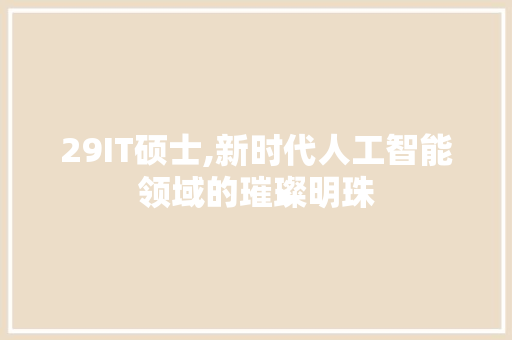 29IT硕士,新时代人工智能领域的璀璨明珠