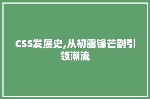CSS发展史,从初露锋芒到引领潮流