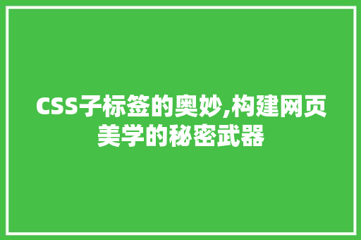 CSS子标签的奥妙,构建网页美学的秘密武器