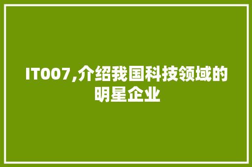 IT007,介绍我国科技领域的明星企业