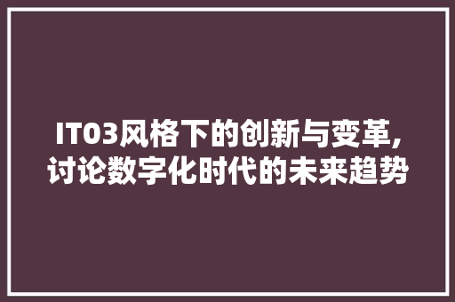 IT03风格下的创新与变革,讨论数字化时代的未来趋势