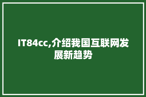 IT84cc,介绍我国互联网发展新趋势