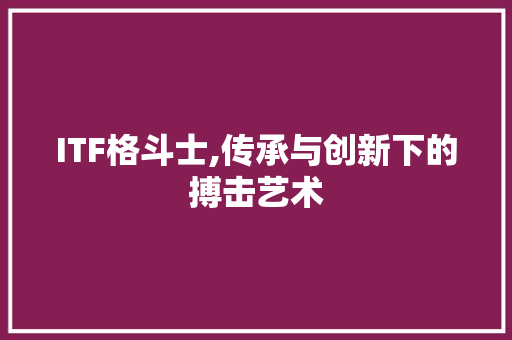 ITF格斗士,传承与创新下的搏击艺术