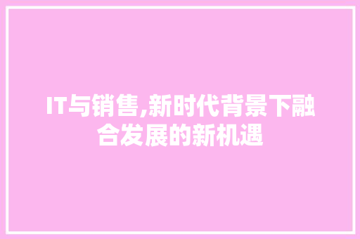 IT与销售,新时代背景下融合发展的新机遇