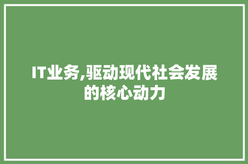 IT业务,驱动现代社会发展的核心动力