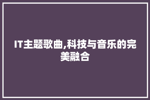 IT主题歌曲,科技与音乐的完美融合 必应SEO