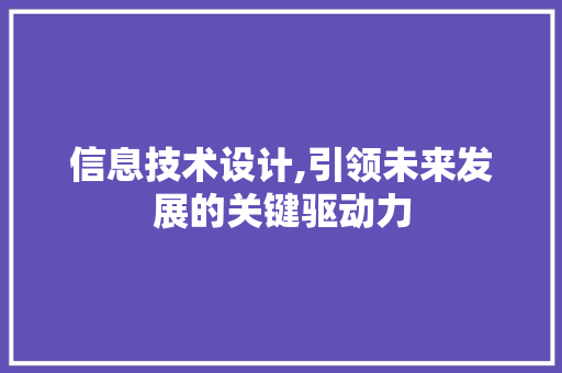 信息技术设计,引领未来发展的关键驱动力 必应SEO