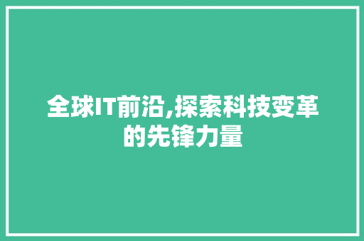 全球IT前沿,探索科技变革的先锋力量
