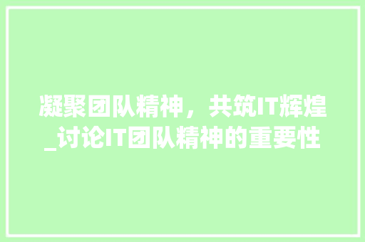凝聚团队精神，共筑IT辉煌_讨论IT团队精神的重要性