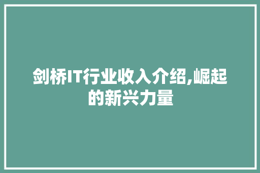 剑桥IT行业收入介绍,崛起的新兴力量