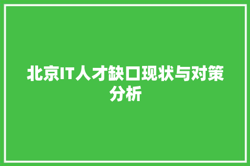 北京IT人才缺口现状与对策分析