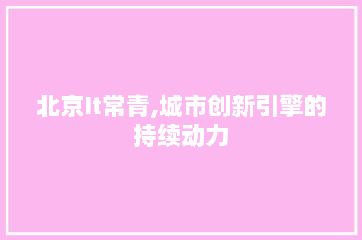 北京It常青,城市创新引擎的持续动力