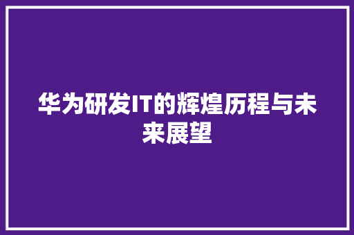 华为研发IT的辉煌历程与未来展望