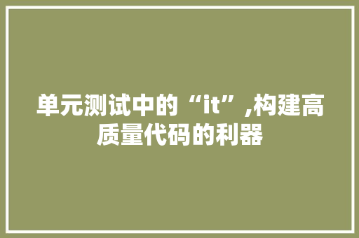 单元测试中的“it”,构建高质量代码的利器 必应SEO