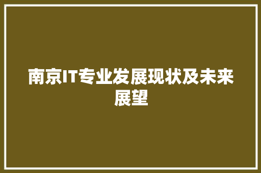 南京IT专业发展现状及未来展望
