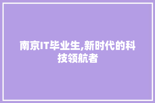 南京IT毕业生,新时代的科技领航者