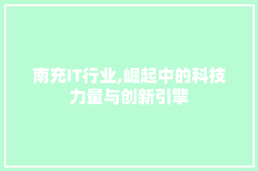 南充IT行业,崛起中的科技力量与创新引擎 GoogleSEO