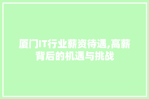 厦门IT行业薪资待遇,高薪背后的机遇与挑战 GoogleSEO