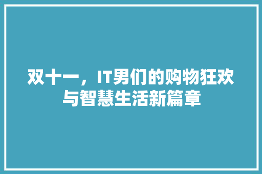 双十一，IT男们的购物狂欢与智慧生活新篇章