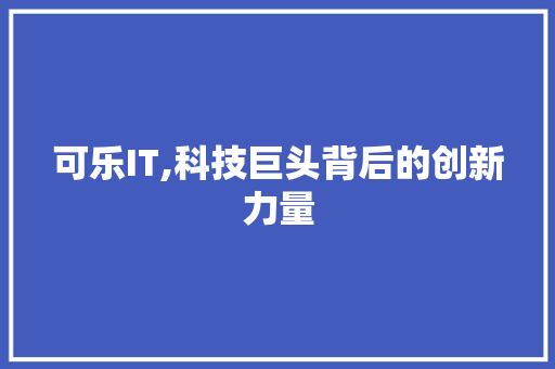 可乐IT,科技巨头背后的创新力量