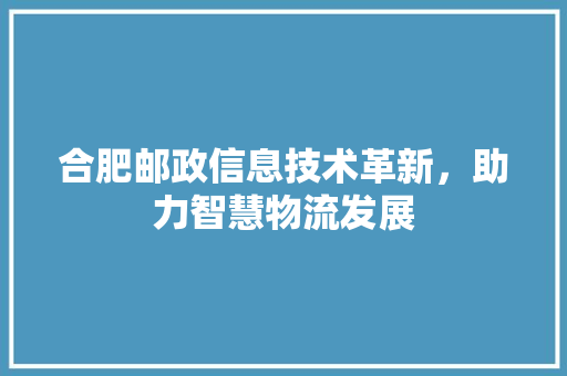 合肥邮政信息技术革新，助力智慧物流发展