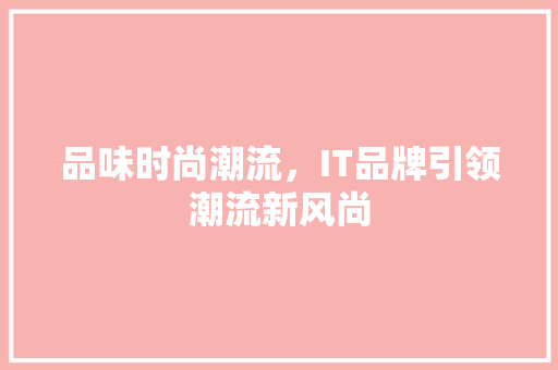 品味时尚潮流，IT品牌引领潮流新风尚