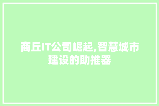 商丘IT公司崛起,智慧城市建设的助推器
