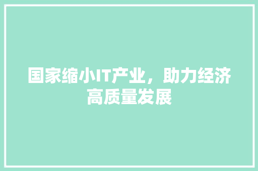 国家缩小IT产业，助力经济高质量发展