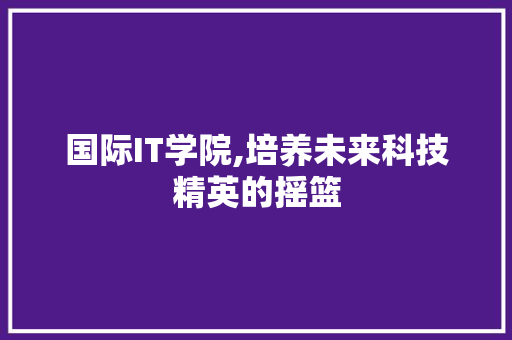 国际IT学院,培养未来科技精英的摇篮