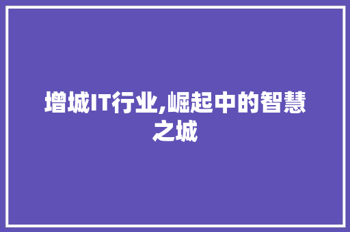增城IT行业,崛起中的智慧之城