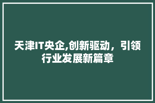 天津IT央企,创新驱动，引领行业发展新篇章