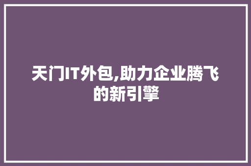天门IT外包,助力企业腾飞的新引擎 百度SEO