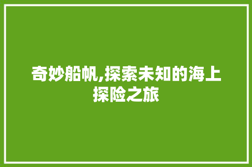 奇妙船帆,探索未知的海上探险之旅
